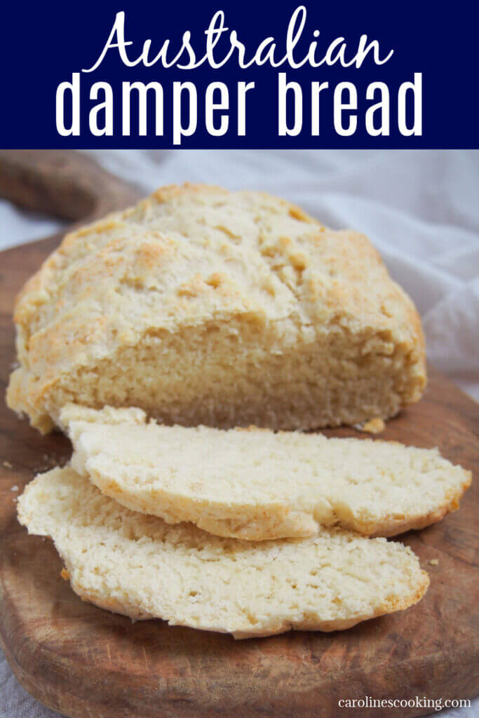 Australian damper is a type of soda bread that's really quick & easy to make. Traditionally cooked in the fire, it's just as easy at home. Great with sweet or savory toppings.