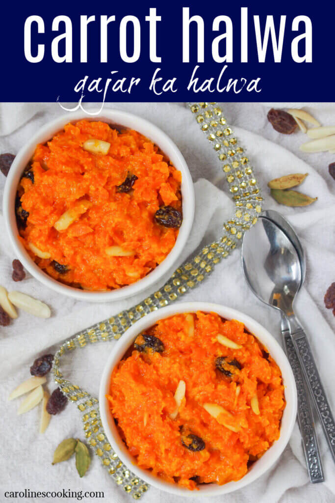 Carrot halwa, gajar ka halwa, is a classic Indian dessert. Made with carrots & milk, cooked down into a soft, sweet, comforting pudding, gently spiced with cardamom. It takes a little patience but it's easy to make and well worth the wait.