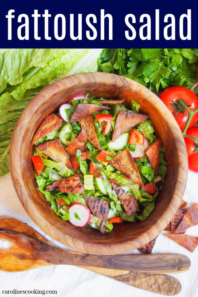 Lebanese fattoush salad is a delicious combination of crunchy vegetables, crisp pita chips and a bright lemon-sumac dressing. It's a Levantine staple for good reason.