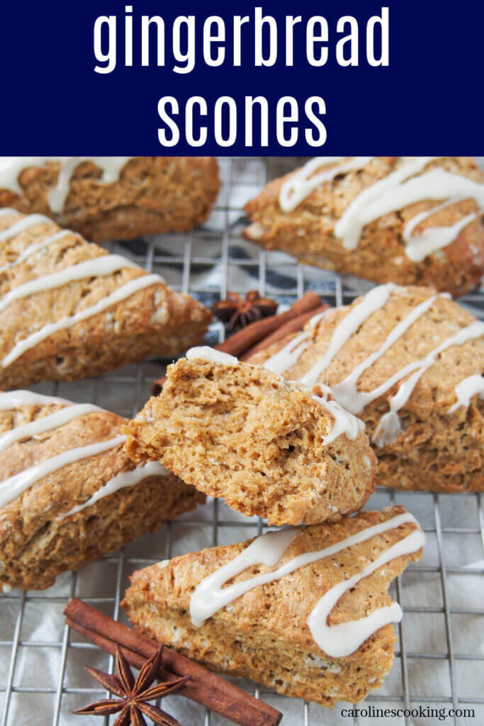Gingerbread scones have a delicious balance of warm spice and molasses flavors in scone form. They're easy to make and delicious as a tea time snack (or any excuse).