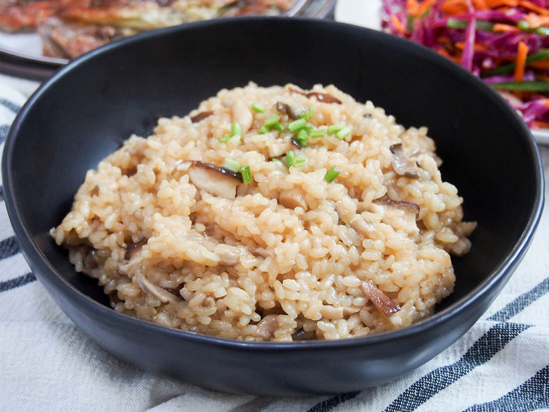 Japanese mushroom rice (kinoko gohan) in bowl