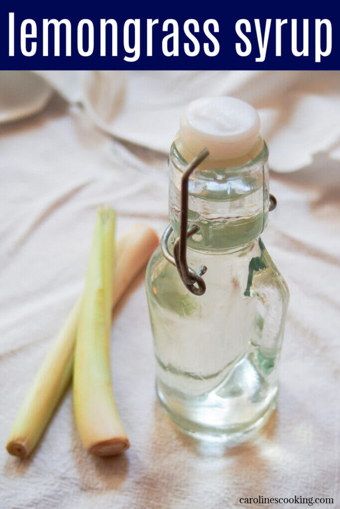 Homemade lemongrass syrup is really easy to make with just 3 ingredients. It adds a lovely bright tropical citrusy flavor - great in cocktails, made into lemongrass soda, or use it in baking. Tasty in so many ways.