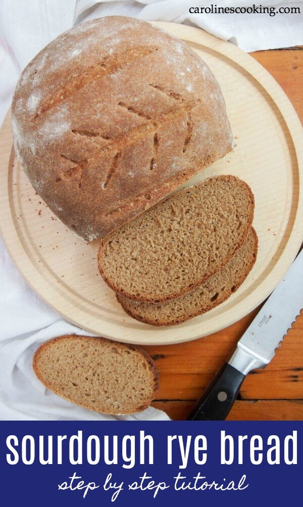 This step by step tutorial takes you through every step to make a delicious German style sourdough rye bread, including the starter. It's easier than you think! This is a part rye part wheat loaf (Mischbrot) giving it the tasty flavor you would expect from rye and sourdough but without being too dense. It makes a great everyday loaf. #sourdough #ryebread #homemadebread