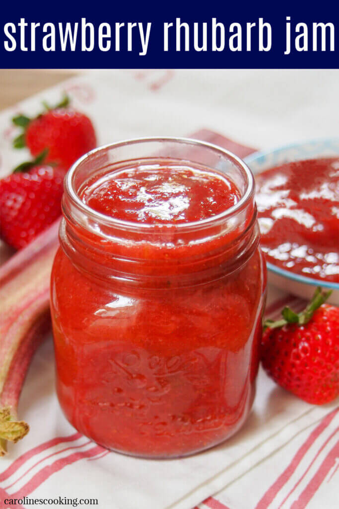 This strawberry rhubarb jam is a wonderfully tasty mix of flavors and textures, with sweet, juicy strawberry balanced with gently tart, smooth rhubarb. Easy to make and easy to enjoy.