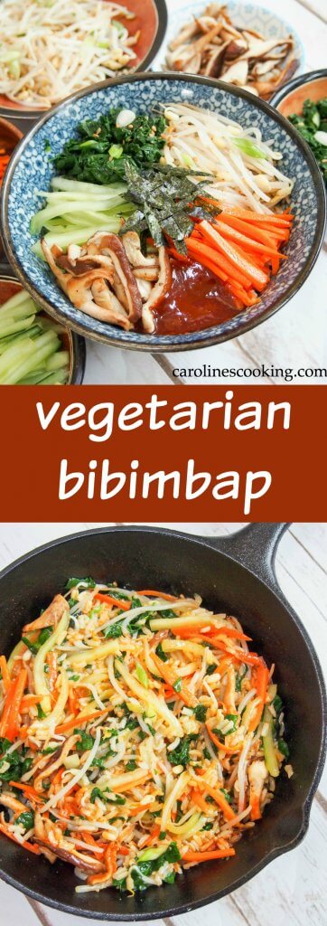 Vegetarian bibimbap: All too often, comfort food and healthy don't go together, but this vegetarian bibimbap is an exception. It's a delicious bowl of goodness, packed with a rainbow of vegetables and here made with brown rice. So tasty!